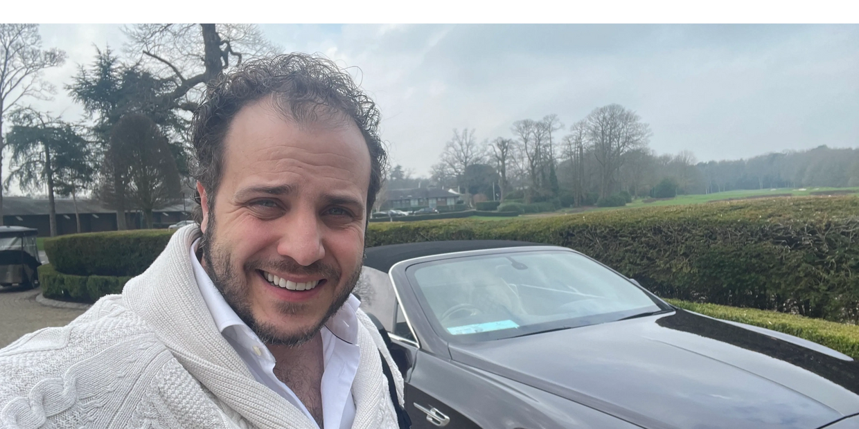 Wolfgang Douglas, with a Bentley GTC that he acquired through Asset Liquidation, in Windsor. 