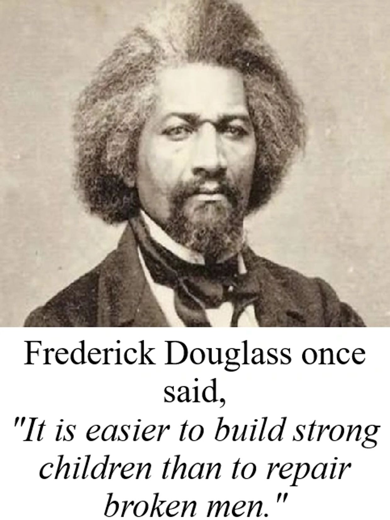 Portrait of Frederick Douglass with a famous quote.