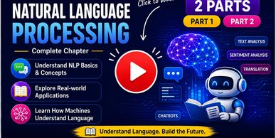 Educational graphic about natural language processing and its two-part course.