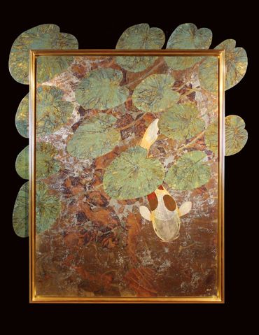Gold Leaf Koi Art | 23.75kt Water gilded hand-made frame titled "Embark"