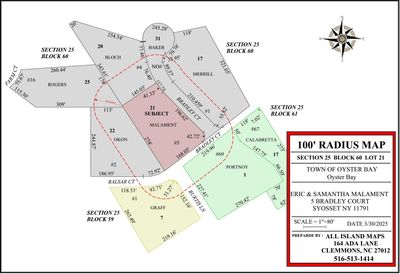 TOWN OF OYSTER BAY, RESIDERNTIAL 100' RADIUS MAP