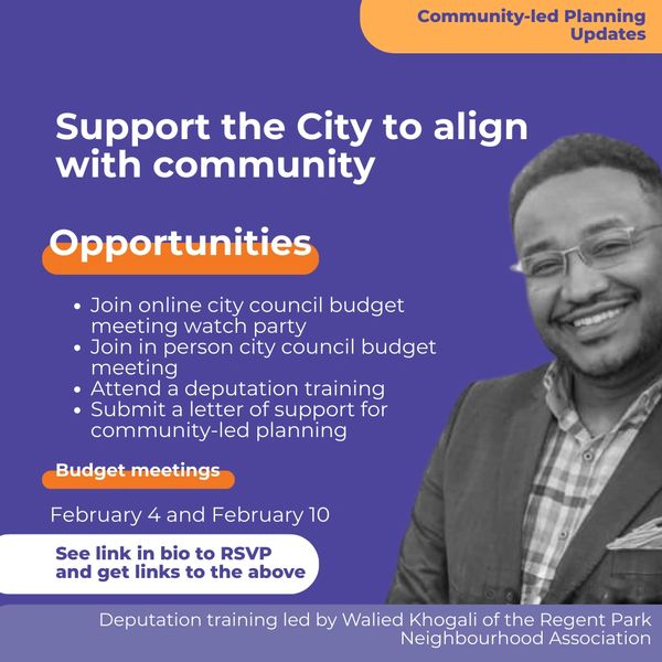 Community-led planning opportunities to support city alignment with residents.