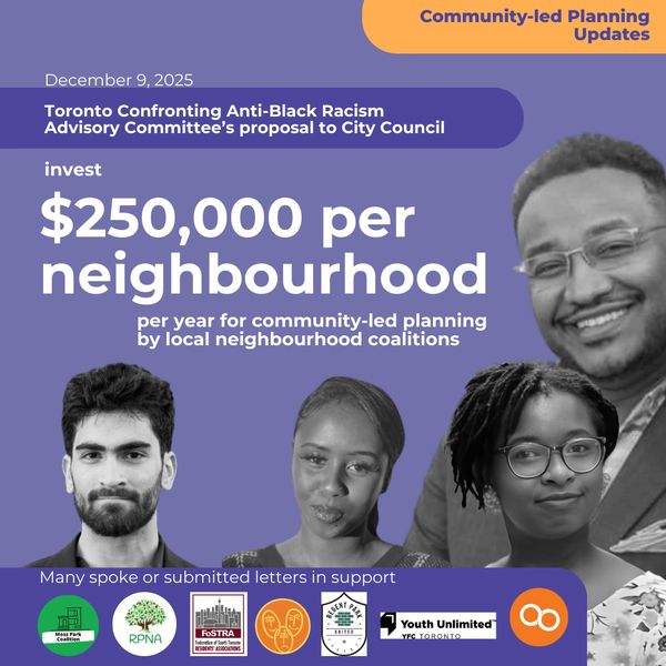 Toronto invests $250,000 per neighbourhood for community-led anti-Black racism planning.