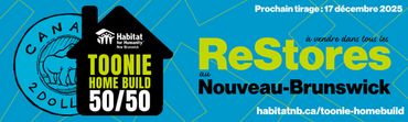 Bannière avec informations sur la collecte de fonds 50/50 Toonie Home Build