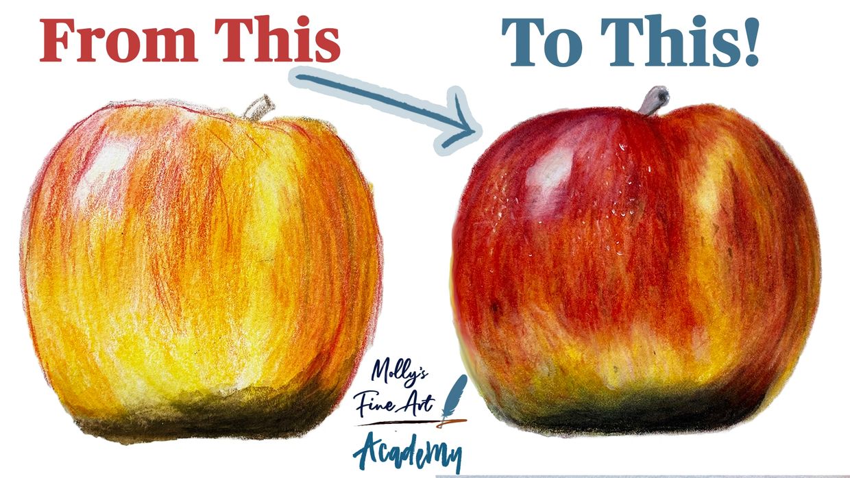 Artistic Blog - learn how to draw with colored pencils: How to draw an  apple with colored pencils - step by step tutorial