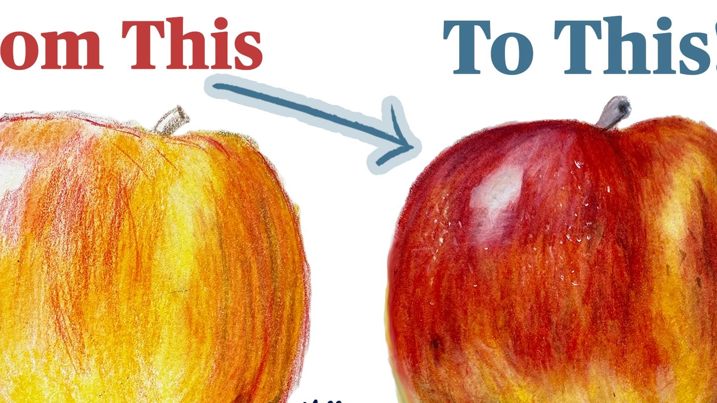 Artistic Blog - learn how to draw with colored pencils: How to draw an  apple with colored pencils - step by step tutorial