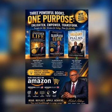 Promotional poster of three motivational books by Michael Adebayo.