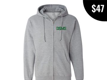 Grey zip-up DSMS hoodie
