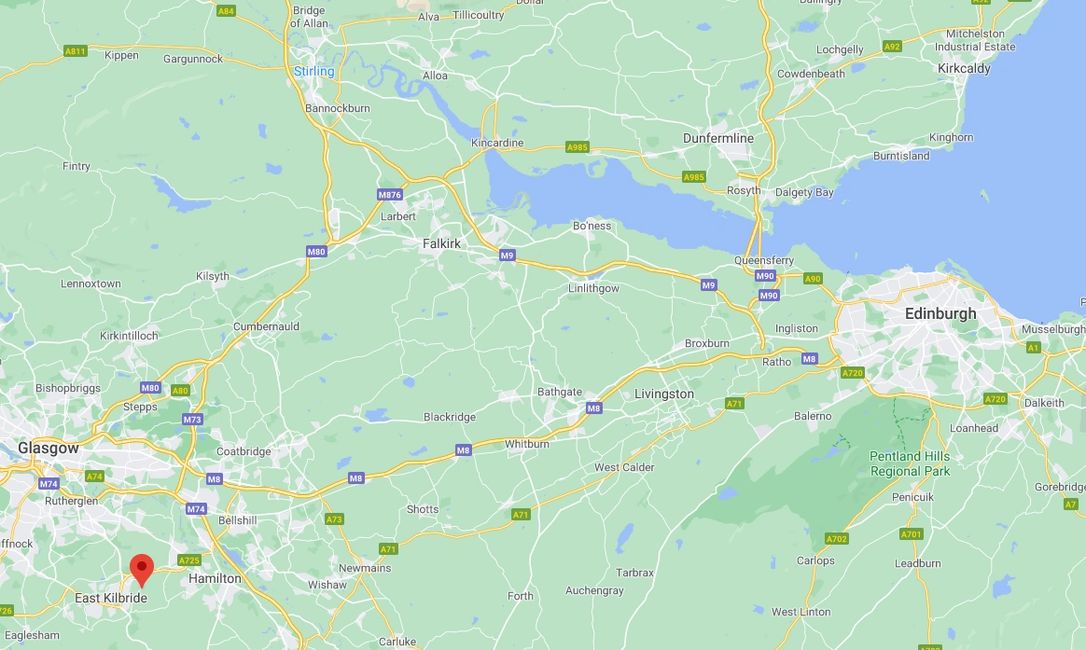 Map of areas covered - Glasgow, Edinburgh, Lanarkshire, West Lothian, Midlothian, Stirling, Fife