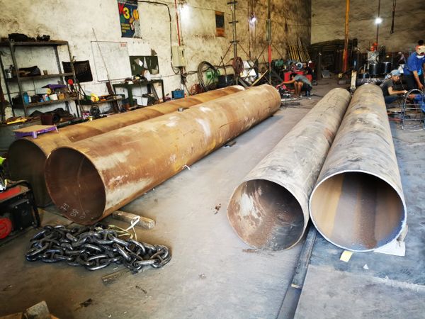 Proses pembuatan rambu suar Single pipe 15 meter