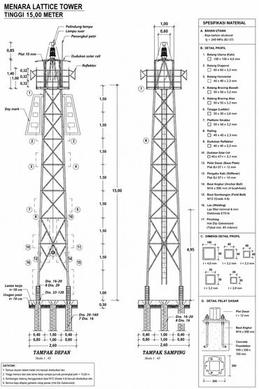Menara Suar Lattice 15 Meter