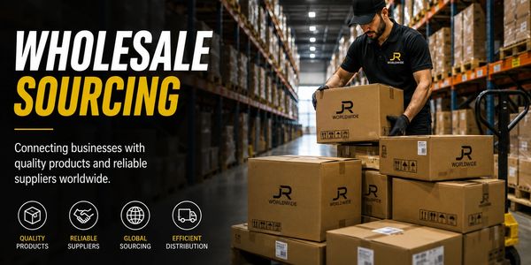 Warehouse worker organizing boxes for wholesale sourcing.