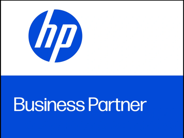 HP Business Partner Logo in Blau und Weiß.