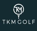 Logo for TKM Golf featuring stylized initials and a golf tee.