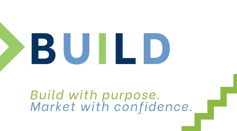 Logo with the word 'BUILD' and a motivational slogan.