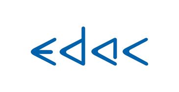 Blue angular symbols arranged symmetrically on a white background.