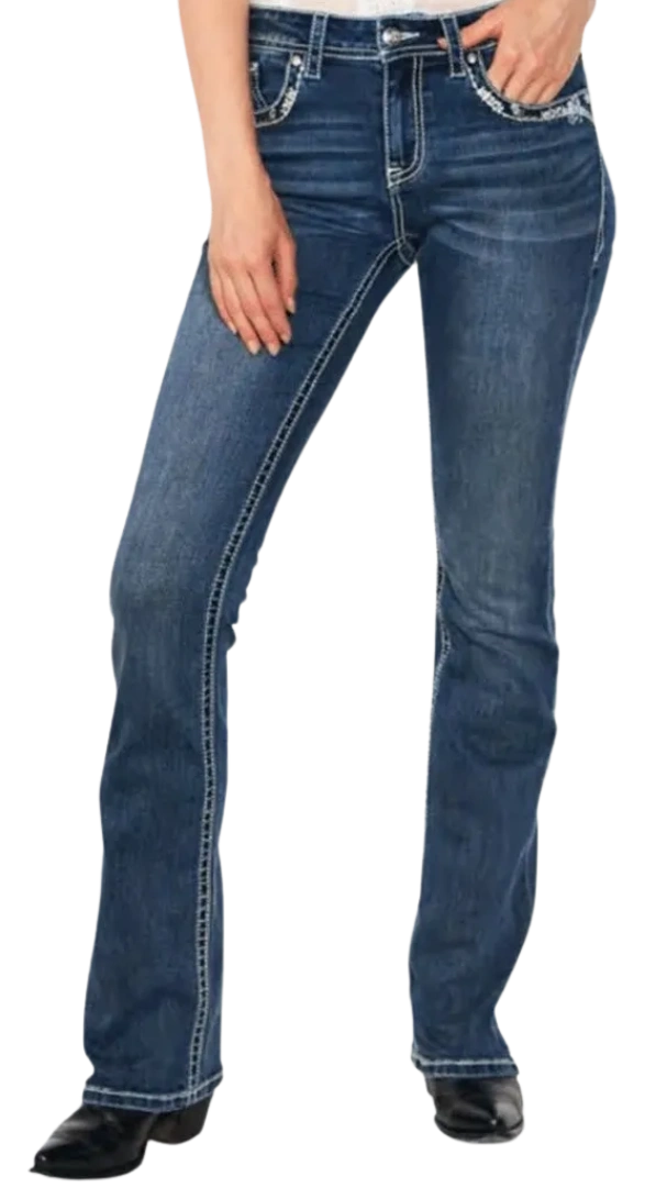 Grace In La Easy Fit Boot Cut Denim Jeans Eb61539