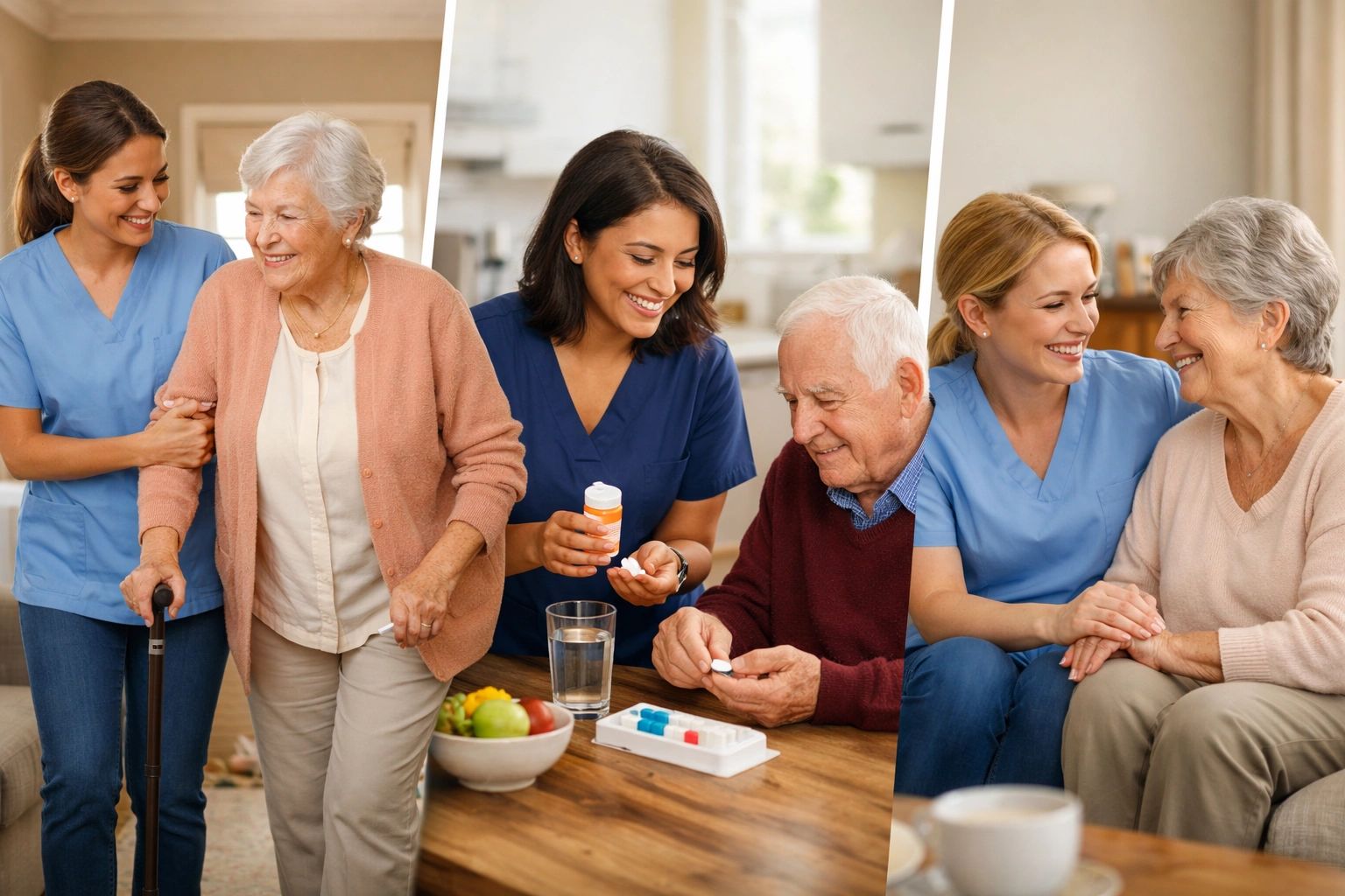Caregiver supporting a senior at home in Greater Boston MA