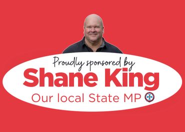 Campaign poster featuring Shane King, local State MP, with a red background.