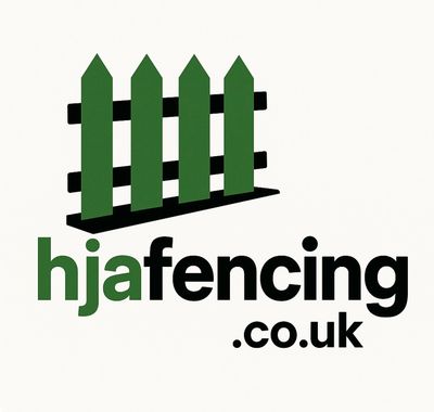 Fencing and landscaping team fitting fencing, decking, paving and garden features in a tidy yard.