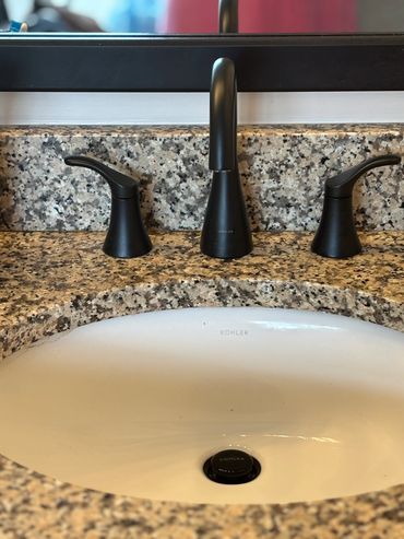 Kohler Matte Black bathroom vanity faucet with new pop up drain
Katonah, NY