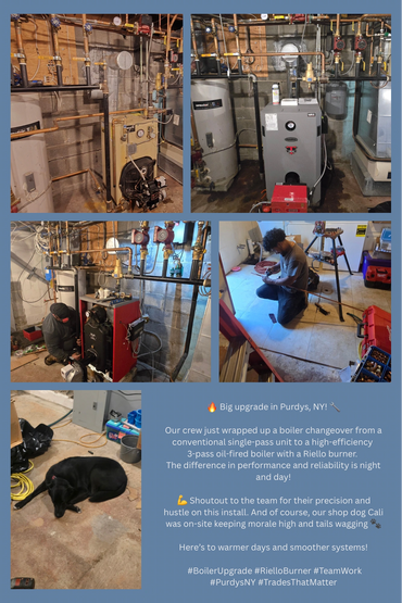 boiler changeover from a conventional single-pass unit to a high-efficiency 3-pass oil-fired boiler 