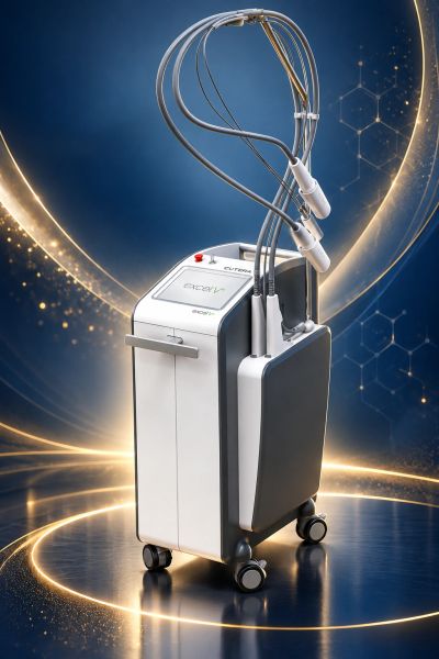 High-tech medical laser device on wheels.