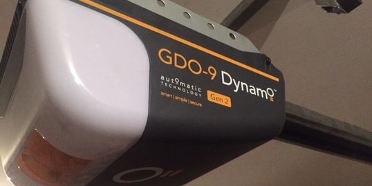 New ATA GDO9 Dynamo Automatic opener Lock N Secure Garage Doors Installaed on a double panel door