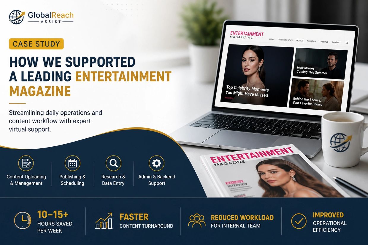 Case study on supporting an entertainment magazine with virtual content management and operational efficiency.