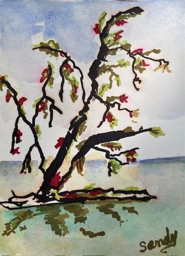 Drifting, 5' x 7', watercolor.