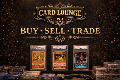 Card Lounge NJ advertises buying, selling, and trading collectible cards.
