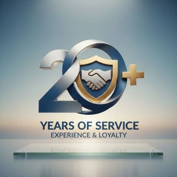 20+ years of service symbolizing experience and loyalty.