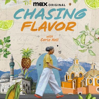 Promotional poster for "Chasing Flavor" with Carla Hall.