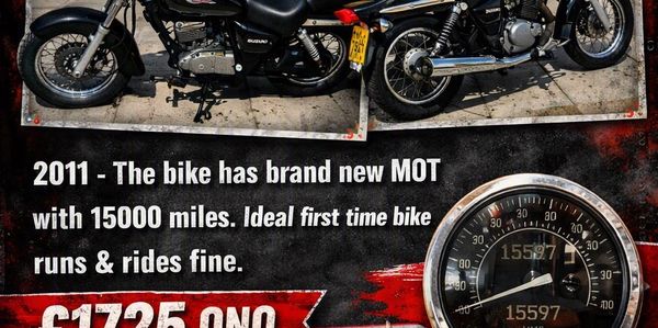 Motorbike for sale with 15,000 miles and new MOT.