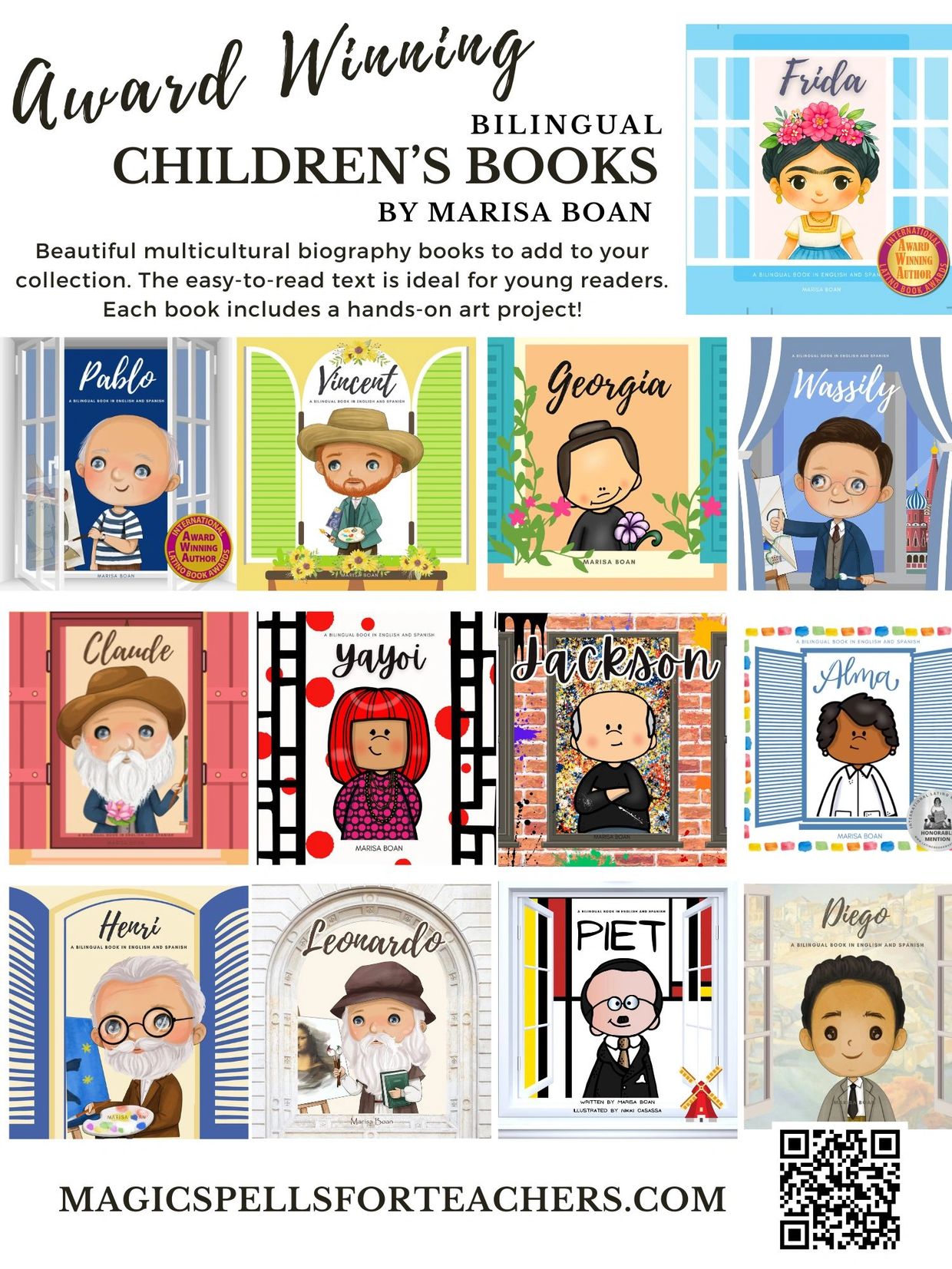 Award-winning bilingual children's books by Marisa Boan with art projects.