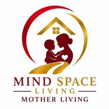 Logo featuring a mother and child inside a house with a heart symbol.