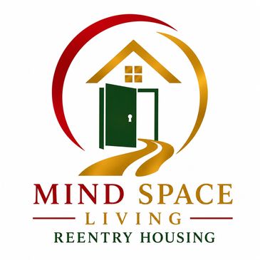 Logo for Mind Space Living reentry housing program with open door and pathway.