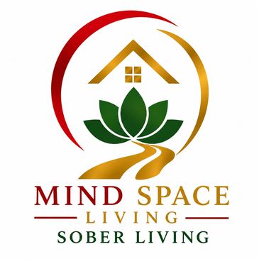 Logo for Mind Space Living, promoting sober living with a home and lotus design.
