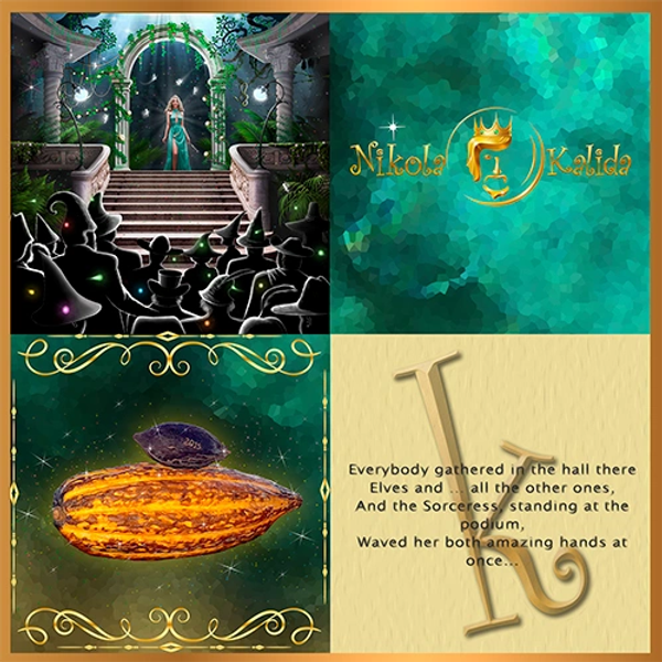 The picture illustrates the magical process of making live chocolate Nikola Kalida. 