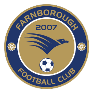 Farnborough Football Club logo with eagle and soccer ball.