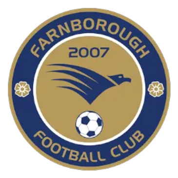 Logo of Farnborough Football Club featuring an eagle and a soccer ball.