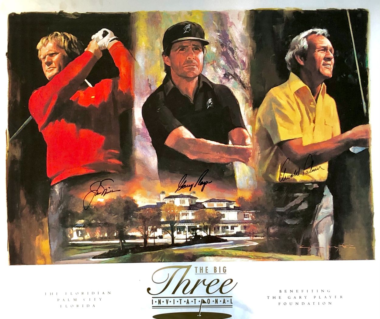 Nicklaus, Player, Palmer, The Big Three golf painting by Glenn Harrington 