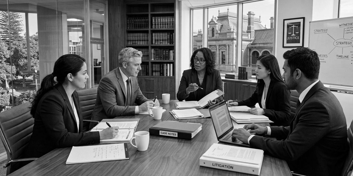 Group of lawyers meeting around a table