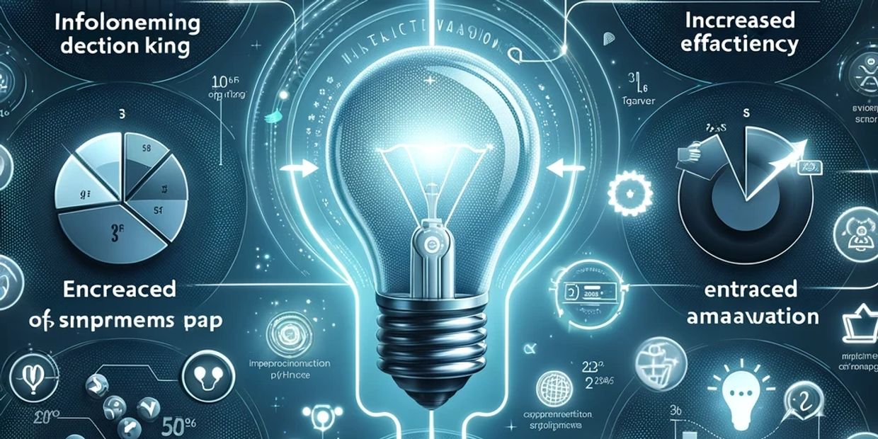 A glowing light bulb surrounded by futuristic data analytics, performance metrics, and business insights, symbolizing innovation, efficiency, and strategic decision-making.