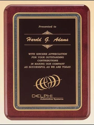 Rosewood Piano-Finish Plaque with Florentine Design Plate