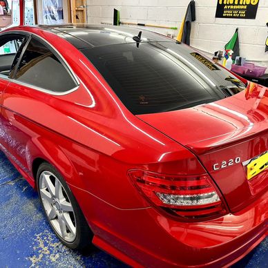 2 door Mercedes C Class Coupe with a 5% Lino window film installed. 