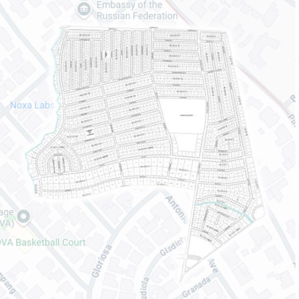 Detailed street layout map near the Russian Embassy.