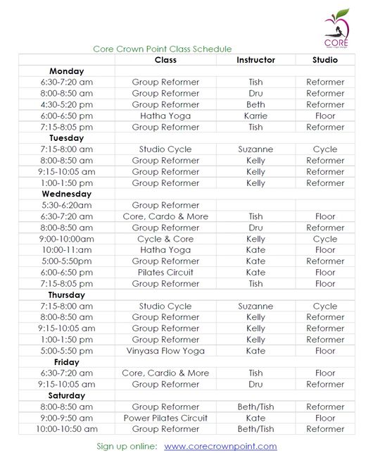 Schedule Core Crown Point