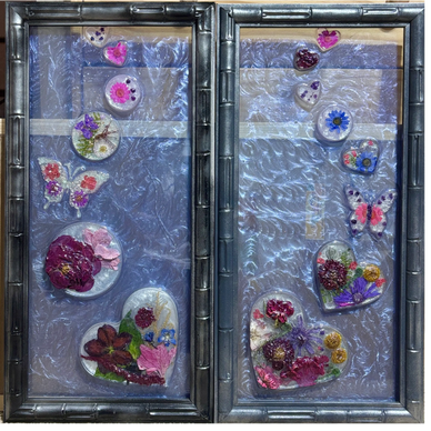 Part of my new "Bubbles Collection"     Real Botanicals captured in a bubble of resin, placed on gla