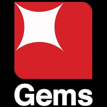 Red square logo with white star-like shape and 'Gems' text.